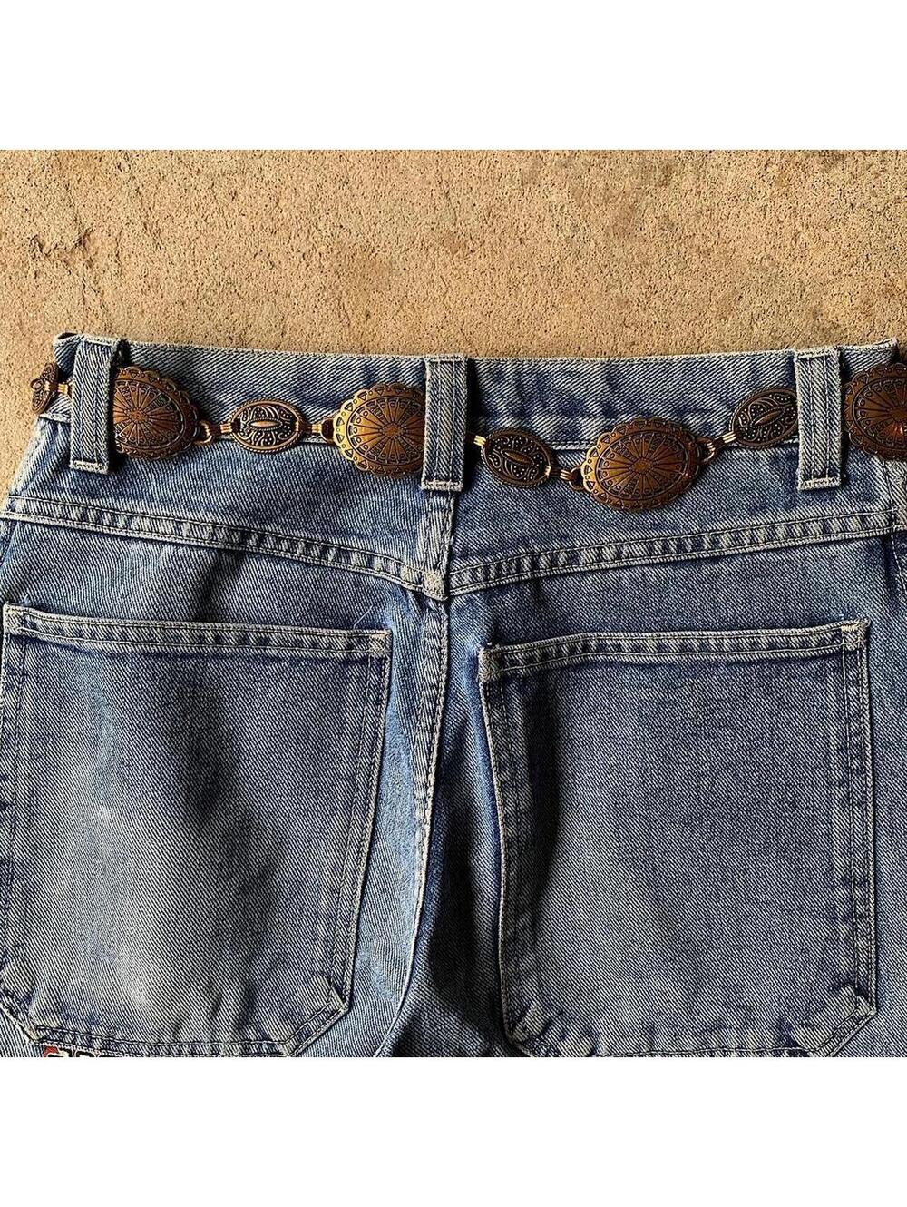 Bronze Y2K style indie western belt with bronze buckle and metal sun and moon - Picture 1 of 7